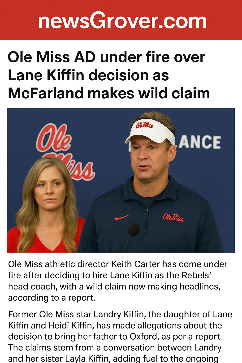 Ole Miss AD Under Fire: Booger McFarland Makes Wild Claim About Lane Kiffin’s Future