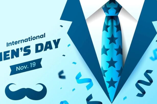 create a image is international men's day with logo newsgrover.com and today date stamp